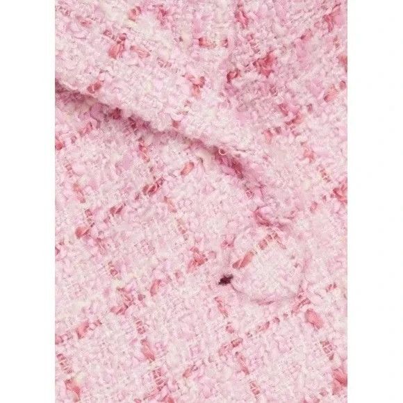 Cinq a Sept Pricilla Size 8 Pink Tweed Blazer Jacket Half-Length Rolled Sleeves - Picture 5 of 13